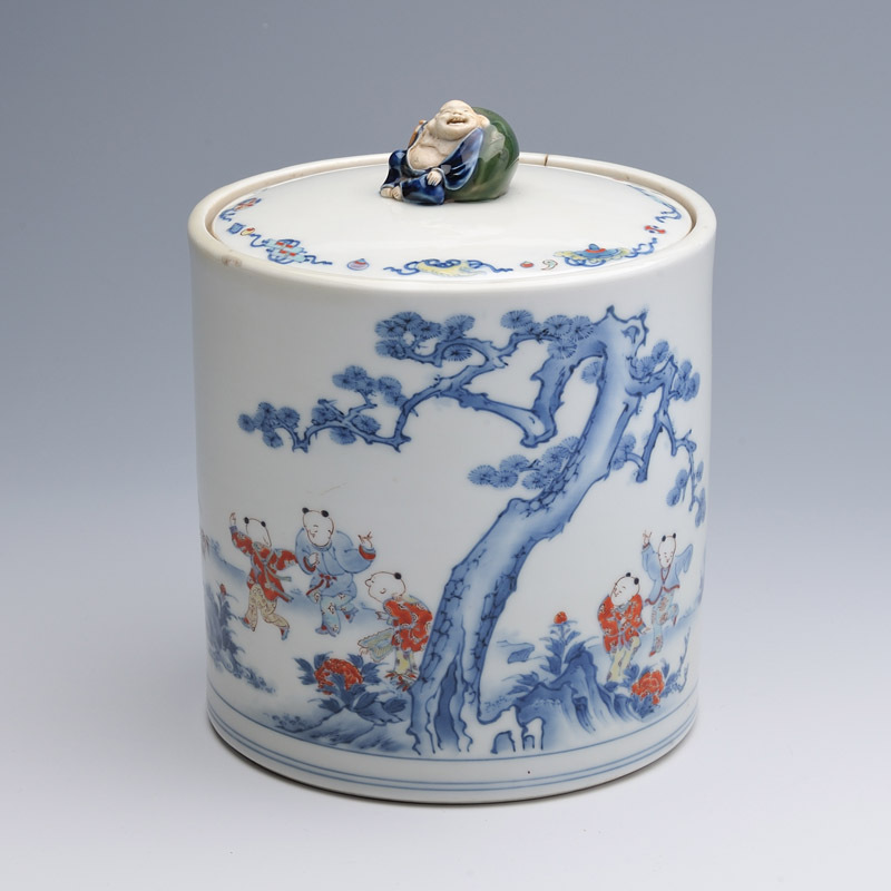 古平戸染錦水指